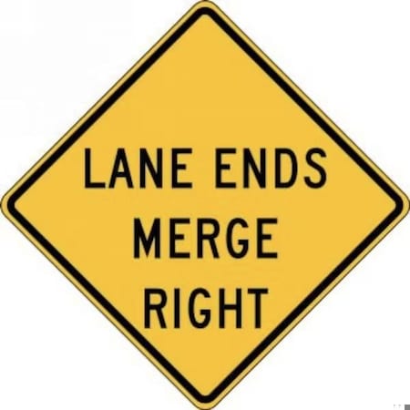 Accuform Lane Ends Merge Left/Right, High Intensity Reflective Aluminum, 30 in x 30 in FRW700HP